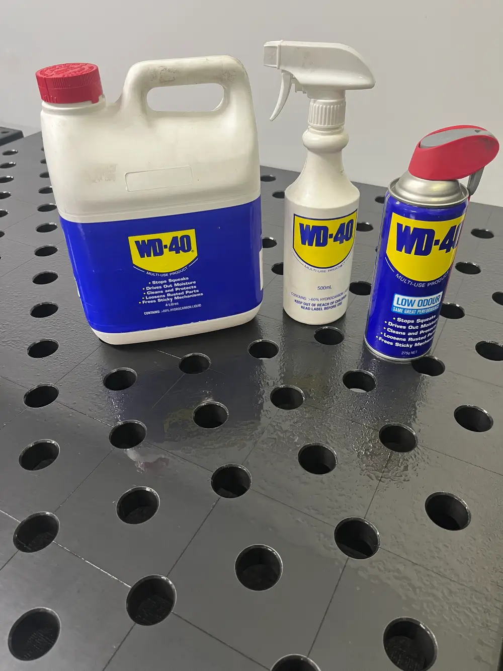 WD-40 used to clean a welding table